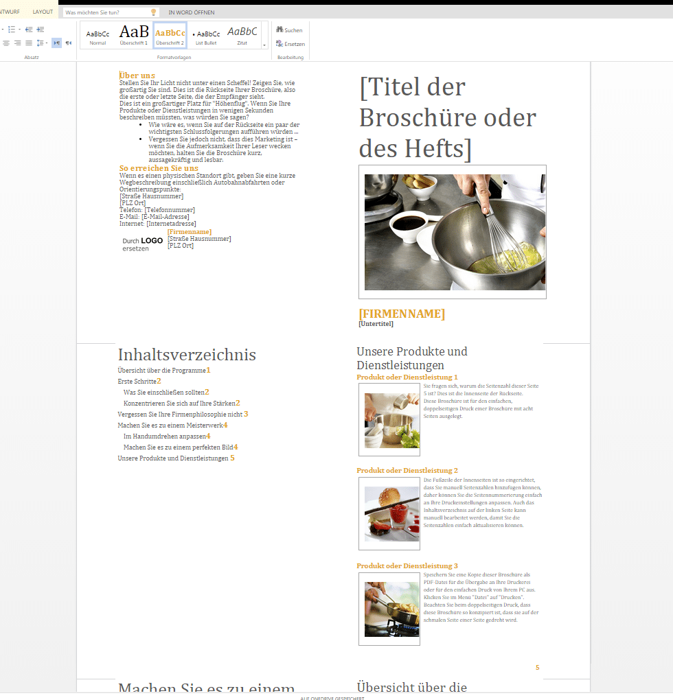Broschure Produkte Und Dienstleistungen Wordvorlage De