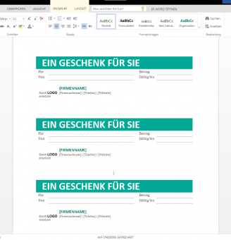 Vorlagen Fur Karten Und Gutscheine Wordvorlage De