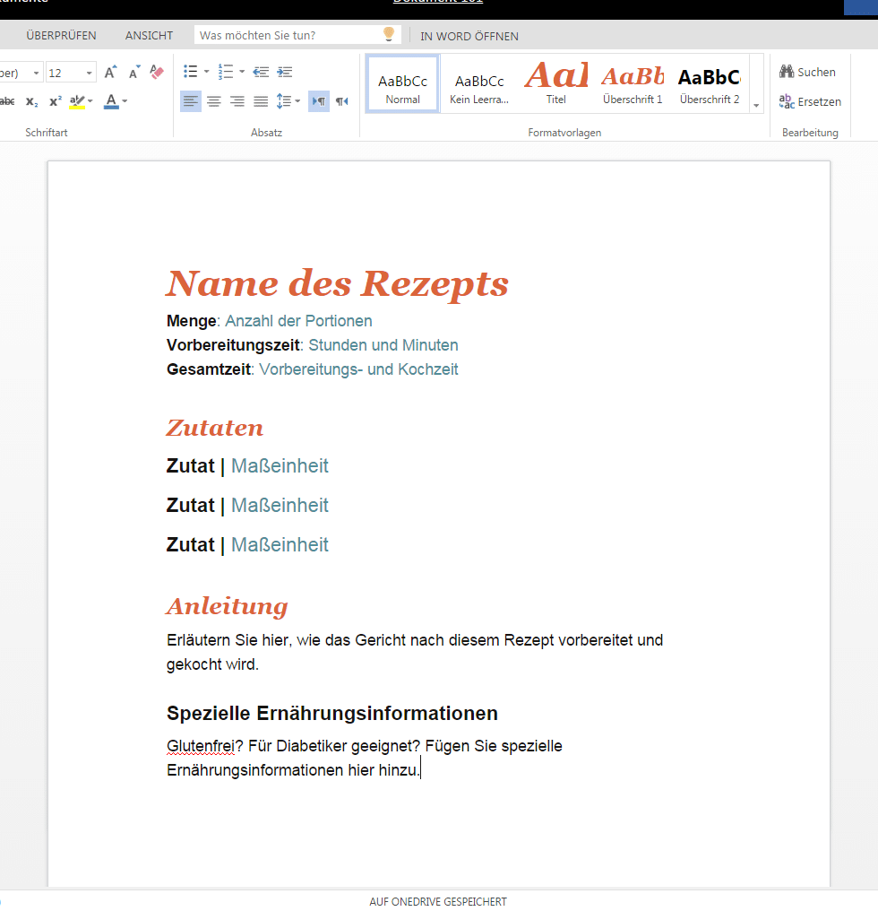 Rezept als Vorlage zum Runterladen - Wordvorlage.de