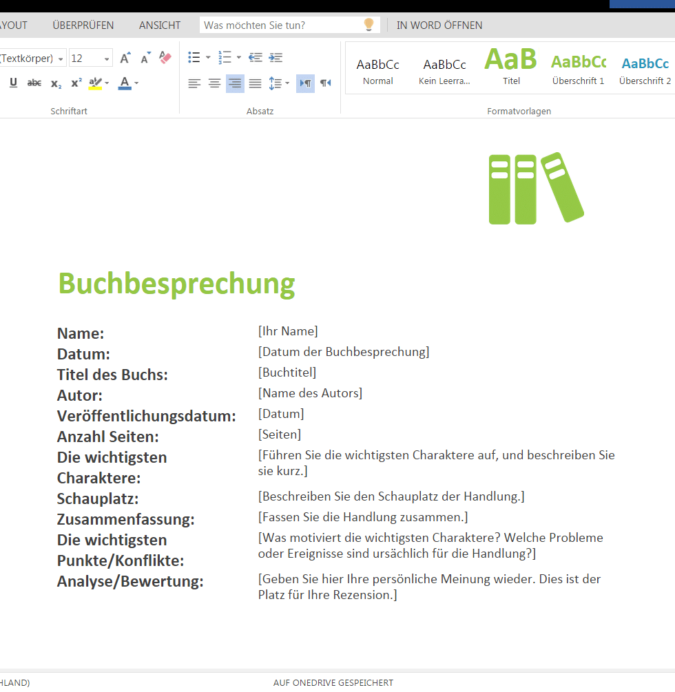 Buchbesprechung Als Download Wordvorlage De