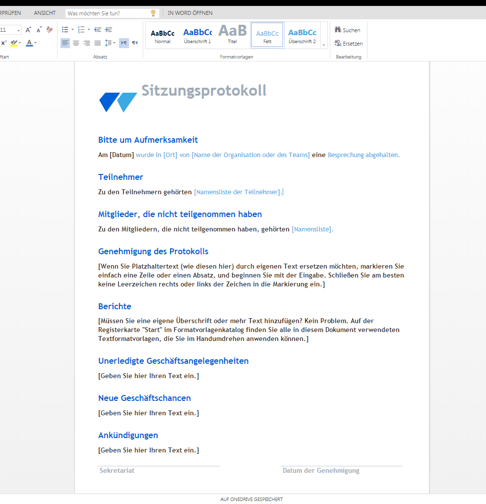 Sitzungsprotokoll zum Runterladen - Wordvorlage.de
